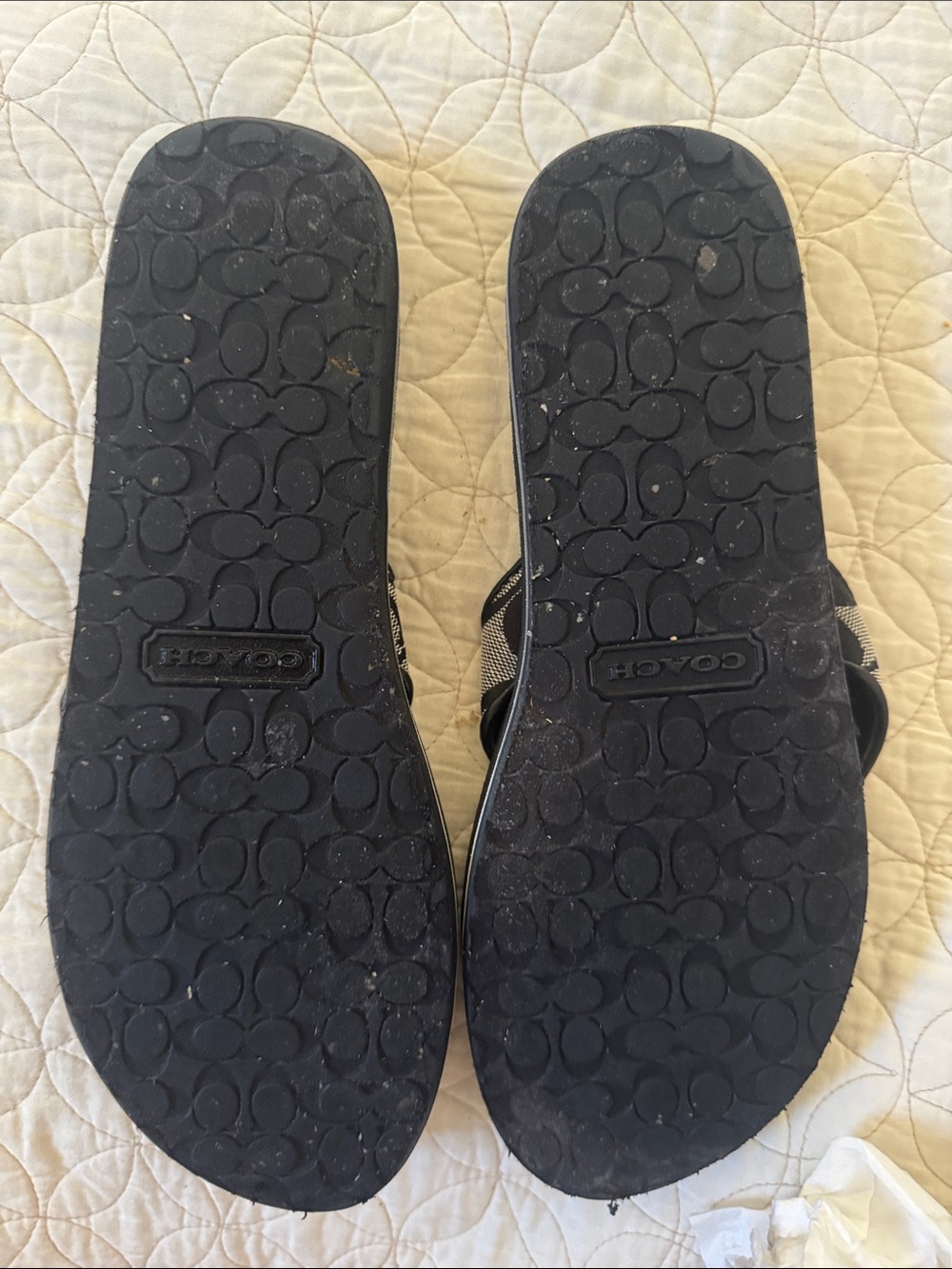 Coach Black and Gray Floral Flipflop Sandals for Women - Picture 3 of 4